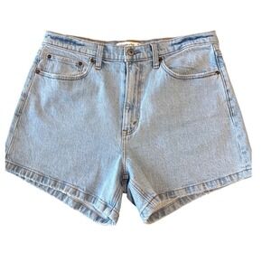 Abercrombie Fitch The 4 Mom Short High Rise Light Wash Denim Jean Shorts Size 10